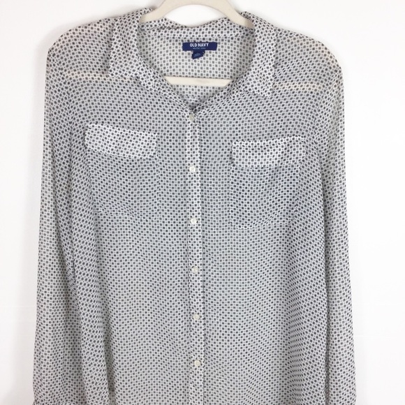 Old Navy Womens Sheer Chiffon Button Down Top - Picture 3 of 6